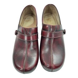 Dansko Women's Burgundy Leather Solstice Cordovan Maroon Clogs Size 7.5-8